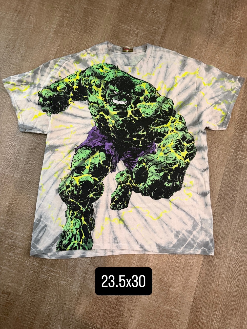Vintage rush vintagerush Marvel Hulk tie-dye with lightning rare men’s large